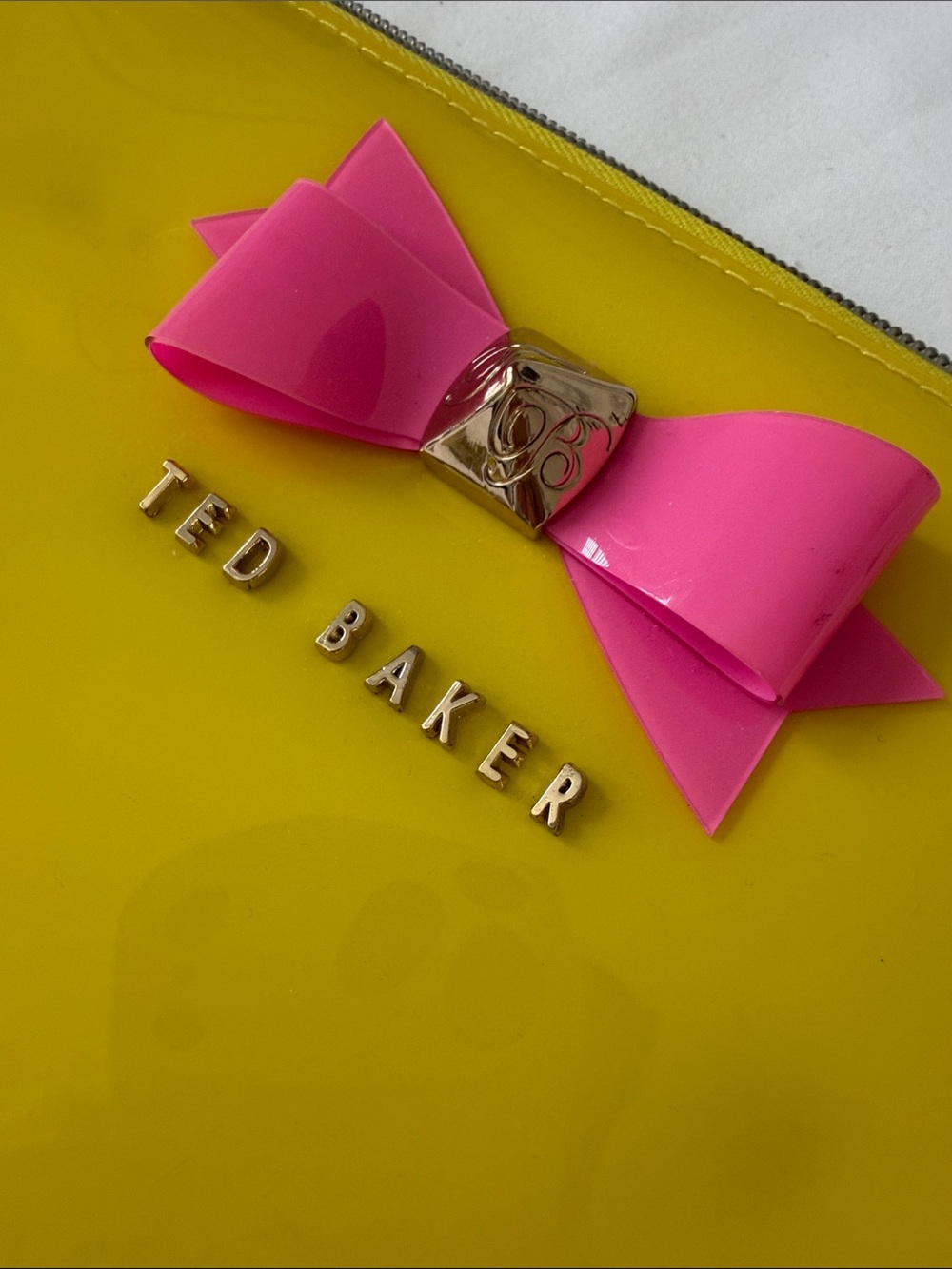 Ted Baker Yellow Patent Pouch with Pink Bow Detail - Picture 10 of 10